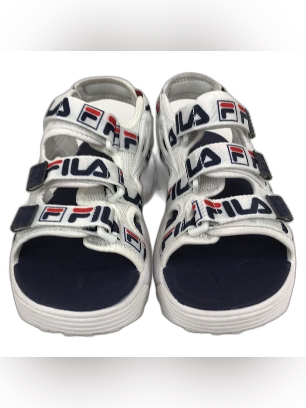 Fila Womens Disruptor Sandals White Navy Red Size 10
